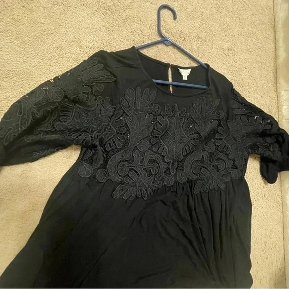 Anthropologie Deletta Long Sleeve Black Lace Desi Top Medium Beautiful - Picture 10 of 11